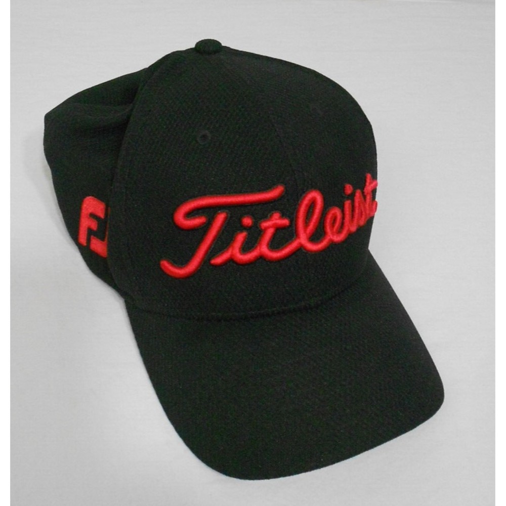 TITLEIST Golf LARGE to XL Men Black Red PRO V1 FJ Foot Joy Shoe Co. Flex Hat Cap